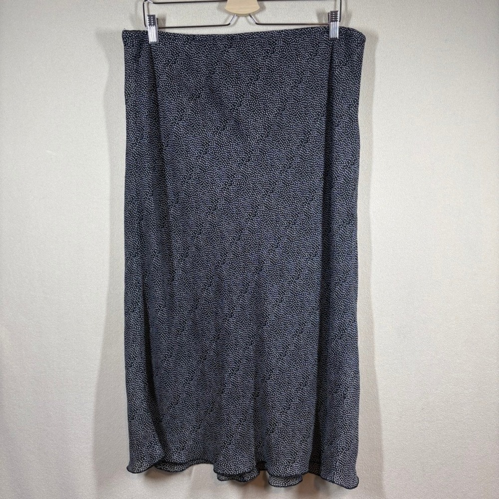 Vtg 90s Marla Kim Blk Wh Polka Dot Bias Cut Midi Skirt XL Minimalist Chic READ